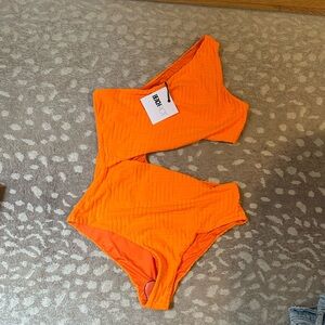 Beach Riot Celine Orange One-Shoulder Swimsuit